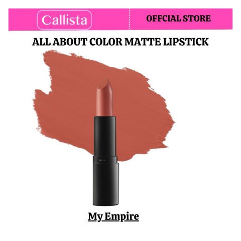 Callista All About Color Matte Lipstick, Vegan, Macadamia Oil, Vitamin E & Cruelty Free, 4g, 502 My Empire