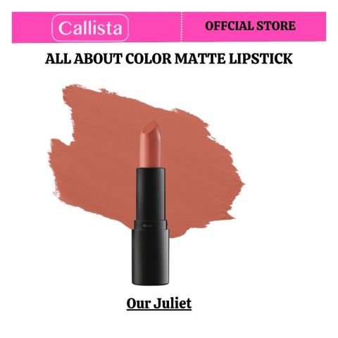 Callista All About Color Matte Lipstick, Vegan, Macadamia Oil, Vitamin E & Cruelty Free, 4g, 501 Our Juliet