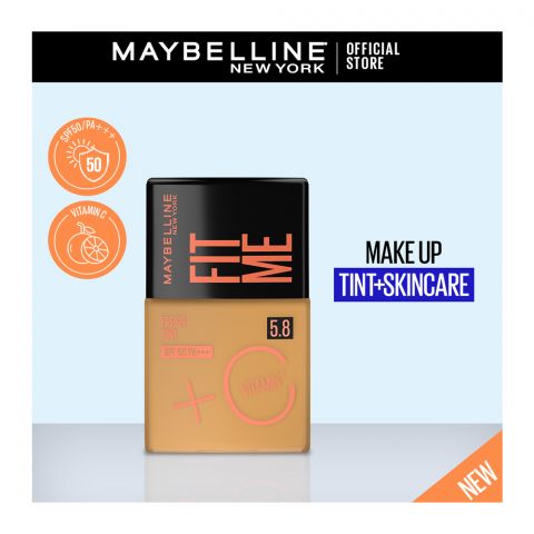 Maybelline Fit Me 5.8 Fresh Tint With SPF 50 & Vitamin C, Suitable For Sensitive Skin, Non Comedogenic, 30ml