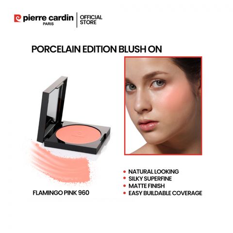 Pierre Cardin Paris Porcelain Edition Blush On, Natural Soft & Blendable, Silky Superfine Powder, 13g, Flamingo Pink 960