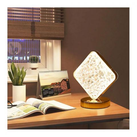 Inaaya Triangle Crystal Table Lamp, Rechargeable, 12 Hours Of Charging, RGBW, Tactile Switch, 101247