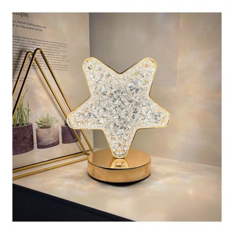 Inaaya Star Crystal Table Lamp, Rechargeable, 12 Hours Of Charging, RGBW, Tactile Switch, 101249