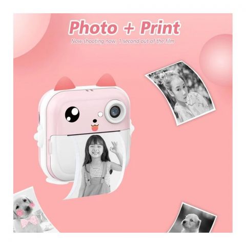 Inaaya Mini Camera With Printer, Insta Print, Video & Photo Capture, HD Screen, Pink, 101326