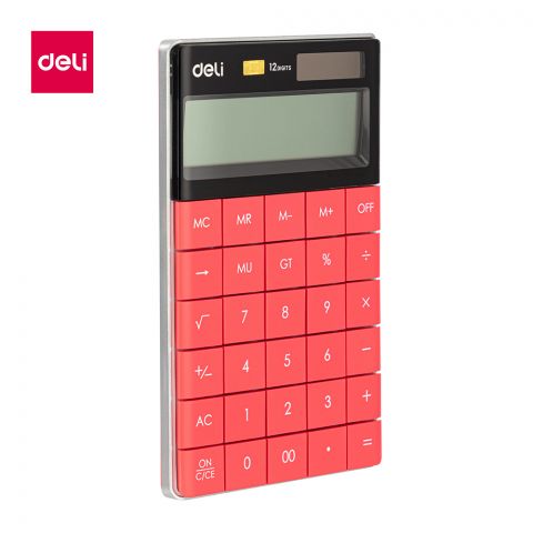 Deli Touch Series Acrylic Keys 12-Digits Desktop Calculator, Red, E1589