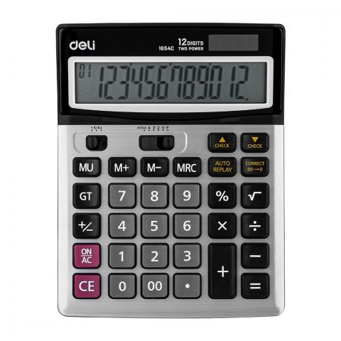 Deli 12 Digits Desktop Calculator, Black, E1654C