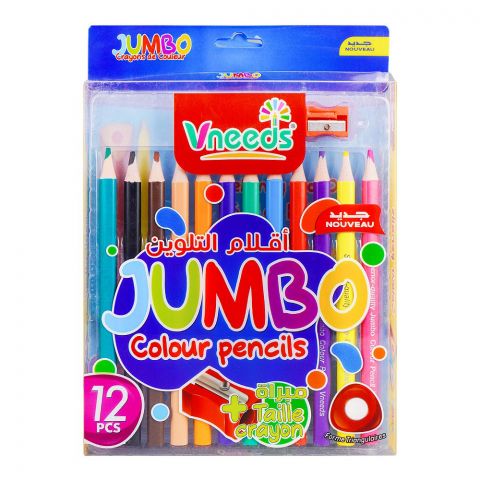 UBS Jumbo Color Pencils With Sharpener, 12 Color Pencils, For 3+ Children's, 7012c