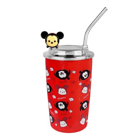 UBS Micky Stainless Steel Tumbler With Straw, 450ml Capacity, 14.5X8.5cm, WD-3629