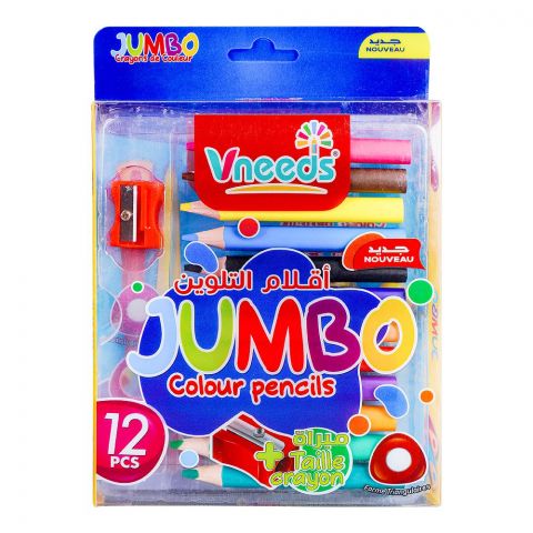 UBS Jumbo Colour Pencils With Sharpener, 12 Color Pencils, For 3+ Children's, 3512C
