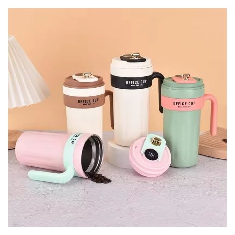 Stainless Steel Vacuum Coffee Mug With Temperature Sensor, 650ml Capacity, Assorted Colors