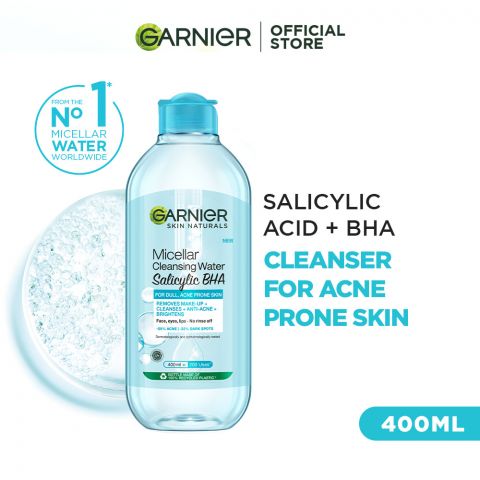 Garnier Skin Naturals Salicylic BHA Micellar Cleansing Water, Makeup Remover, 400ml