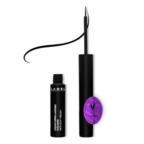 LAMEL Liquid Long Lasting Eyeliner With Soft Brush, 4ml, 401 Carbon Black