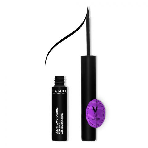 LAMEL Liquid Long Lasting Eyeliner With Hard Brush, 4ml, 402 Graphite Black