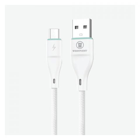 West Point 2.4A Micro Data Cable, White, WP-342