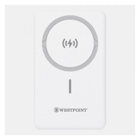 West Point Magnetic Wireless 10000mAh Power Bank, White, WP-1200