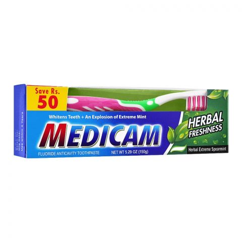 Medicam Herbal Freshness Toothpaste, 150g + FREE Toothbrush