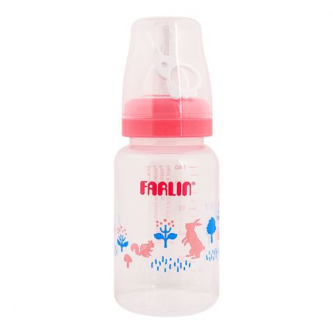 Farlin MomFit PP Standard Neck Feeding Bottle, 0+ Months, Red/Rabbits, 140ml, AB-41011-G
