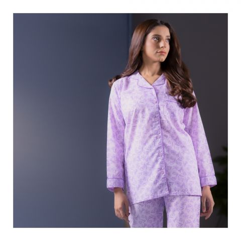 Basix Women Loungewear, Embossed Textured Fabric Purple Flora 2-Pack Set, Small, LW-591