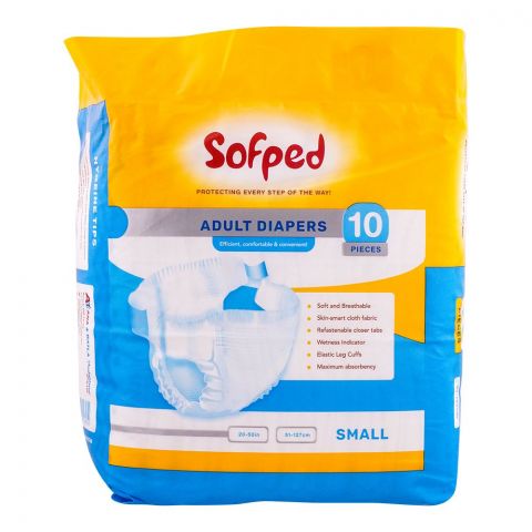 Sofped Adults Diapers, 51-127cm, Small, 10-Pack