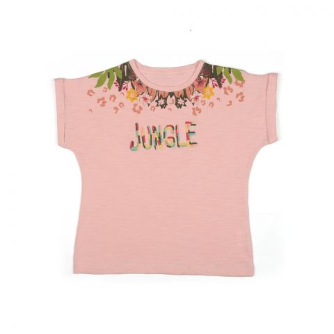 IXAMPLE Girls Pink Jungle Graphic Tee