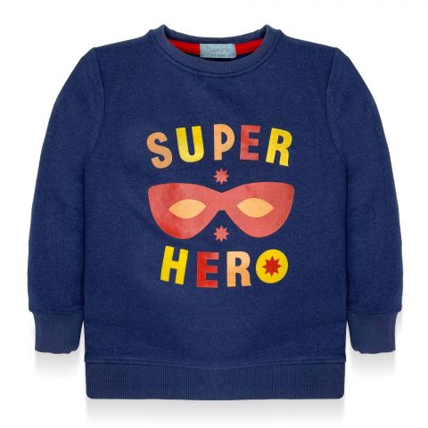 IXAMPLE Boys Navy Super Hero Sweatshirt, Navy, IXWBSS 650181