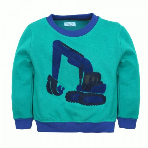 IXAMPLE Boys Excavator Embroidered Sweatshirt, Green, IXWBSS 650241