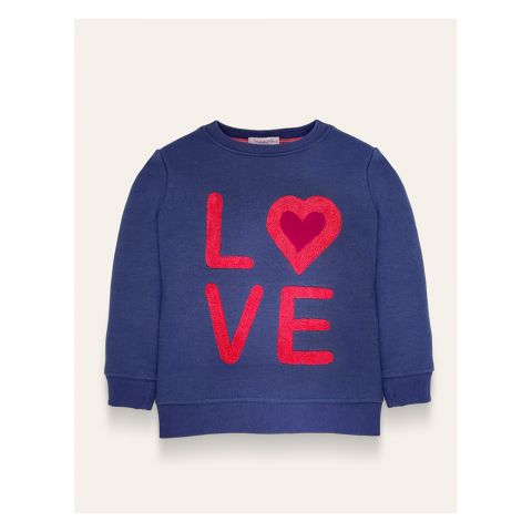 IXAMPLE Girls Love Chenille Embroidered Sweatshirt, Light Navy, IXWGSS 74012