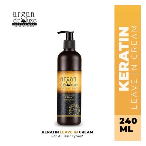 Argan De Luxe Keratin Leave In Cream, Non-Drying & Anti-Frizz, 240ml