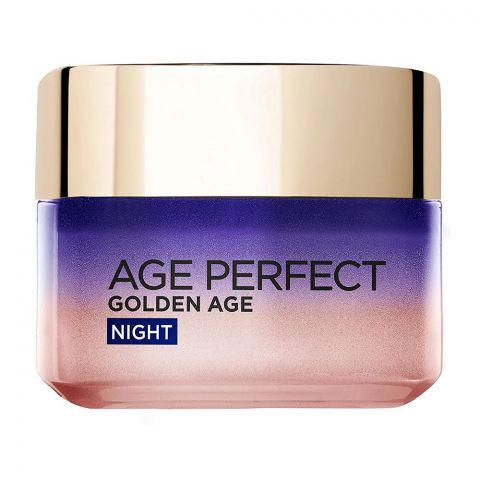 L'Oreal Paris Age Perfect Golden Age Reactivating Cooling Night Cream, Anti-Sagging, Stimulate Rosy Glow Overnight, Calcium B5 + Peony Extract, For Mature & Dull Skin, 50ml