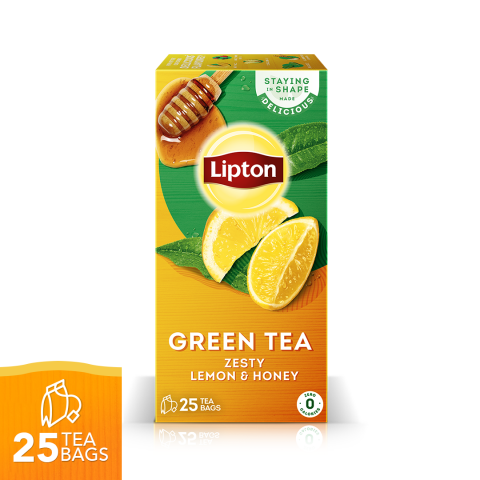 Lipton Green Tea, Zesty Lemon & Honey Tea Bags, 25-Pack