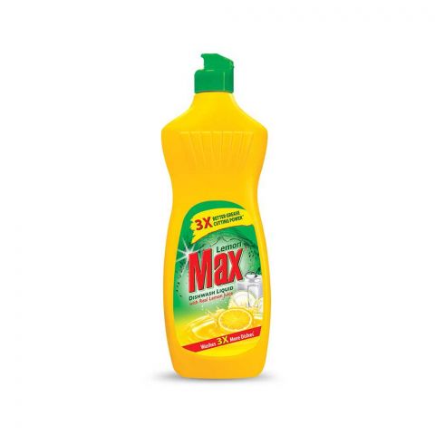 Lemon Max Dishwash Liquid Bottle, With Lemon Juice, 275ml