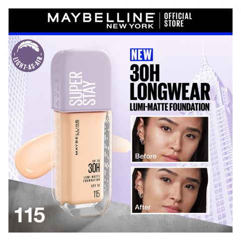 Maybelline Superstay Lumi Matte Liquid Foundation With SPF-16, 30H Weightless Longwear, 30ml, 115