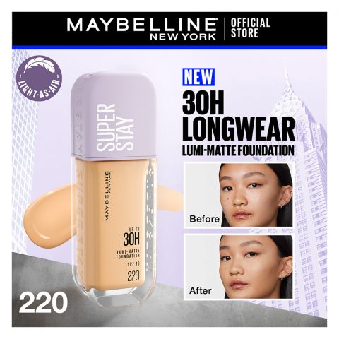 Maybelline Superstay Lumi Matte Liquid Foundation With SPF-16, 30H Weightless Longwear, 30ml, 220