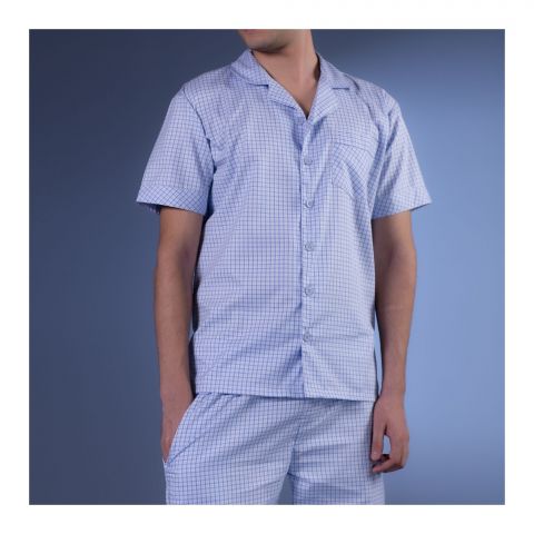 Basix Men's Yarn Dyed Cotton 2-Pack Loungewear Set, Blue & White, Small, LW-811