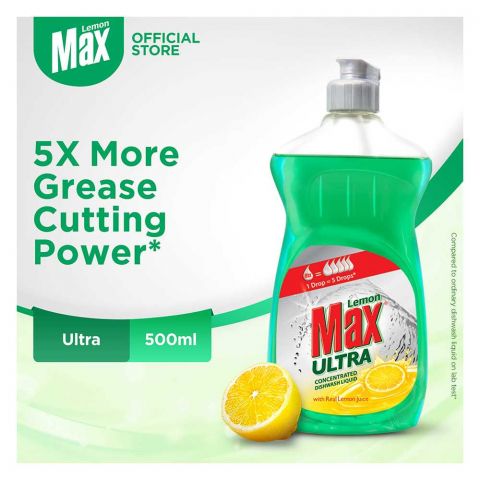 Lemon Max Ultra Dishwash Liquid, Concentrated, 500ml