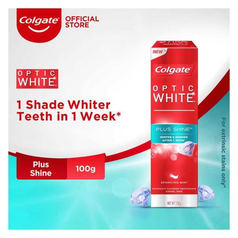 Colgate Optic White Plus Shine Sparkling Mint Toothpaste, 100g