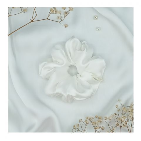 Sandeela Silk/Chiffon Classic Scrunchies White, M03-02-1104