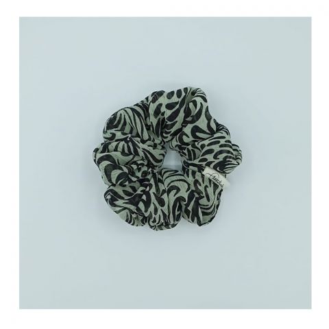 Sandeela Silk/Chiffon Classic Scrunchies Black & Beige, M03-02-1115