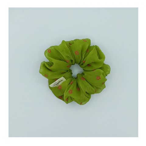 Sandeela Silk/Chiffon Classic Scrunchies Parrot Green, M03-02-1118