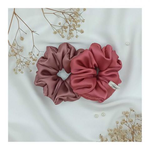 Sandeela Silk/Chiffon Classic Scrunchies, Pink & Lilac, 2-Pack, M03-02-2060