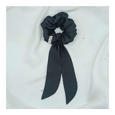 Sandeela Silk/Chiffon Bow Scrunchies Black, M07-02-1040