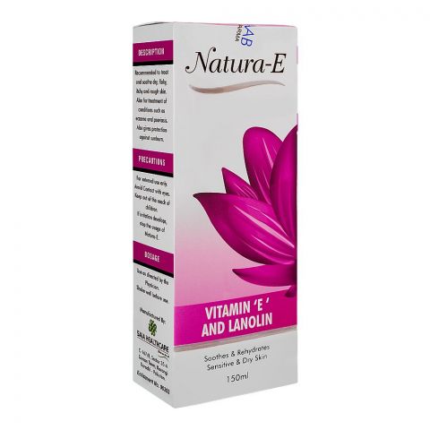 Natura-E Vitamin E & Lanolin Lotion, Soothes & Rehydrates Sensitive & Dry Skin, 150ml