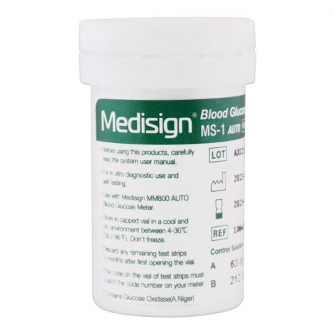 Medisign Blood Glucose Test Strips, 25 Count, MS-1 Auto