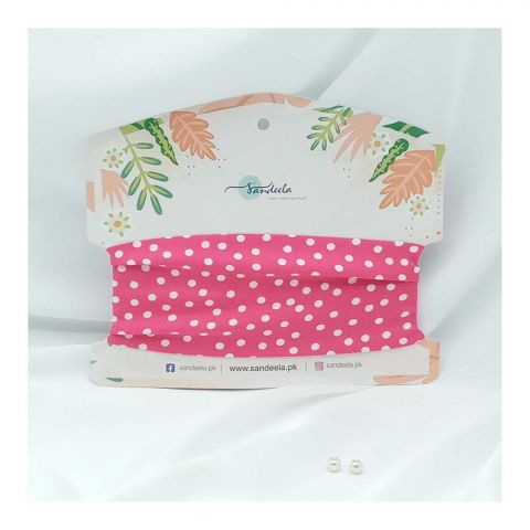 Sandeela Basic Cotton/Linen Headband, Pink & White Polka Dots, M12-01-1023