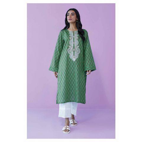 Unstitched 1 Piece Embroidered Lawn Shirt, Green, 54808