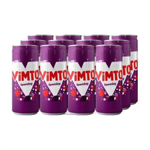 Pakola Vimto Sparkling Fruit Flavour Drink Can 250ml, 12 Pieces