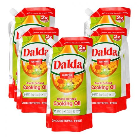 Dalda Fortified Cooking Oil, 1 Liter Each, 5-Pack