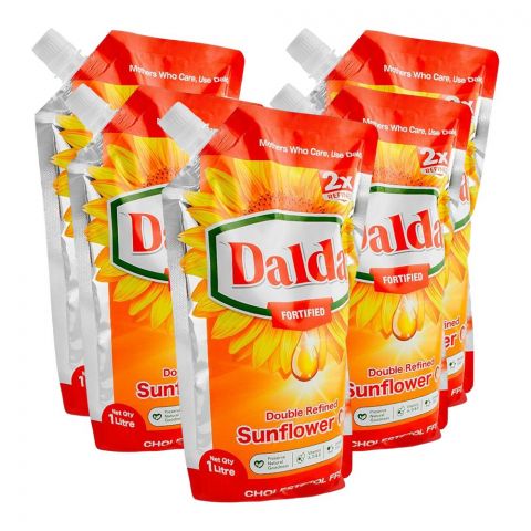 Dalda Sunflower Oil, 1 Liter Each, 5-Pack
