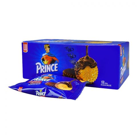 LU Prince Covered In Chocolate Sandwich Biscuits, 12 Ticky Packs