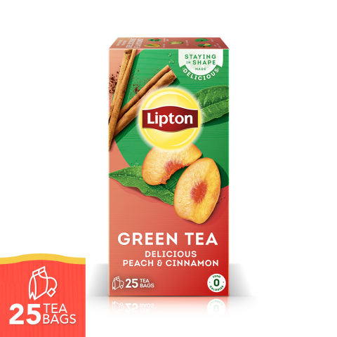 Lipton Green Tea, Delicious Peach & Cinnamon Tea Bags, 25-Pack