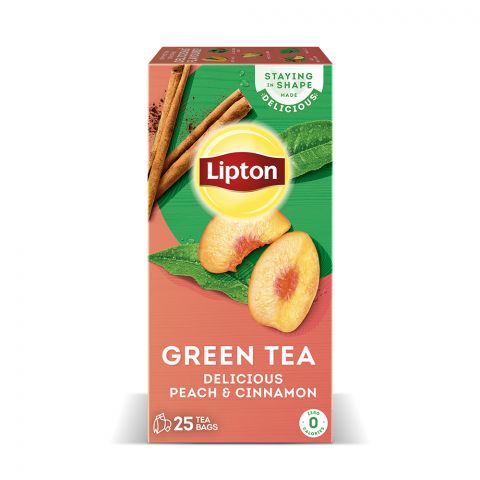 Lipton Green Tea, Delicious Peach & Cinnamon Tea Bags, 25-Pack